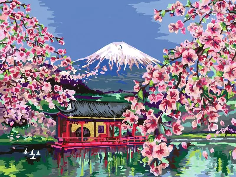 CreArt Canvas: Japanese Cherry Blossom - Painting by Numbers, 12 x 16