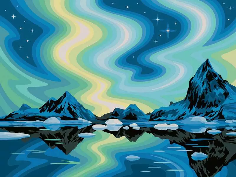 CreArt Canvas: Northern Lights - Painting by Numbers, 12 x 16
