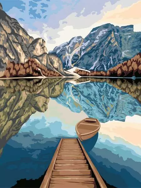 CreArt Canvas: Lake Views - Painting by Numbers, 12 x 16