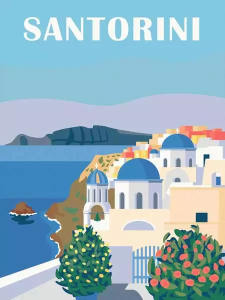 CreArt Canvas: Santorini - Painting by Numbers, 12 x 16