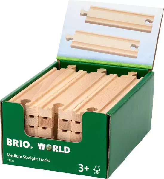 Medium Straight Wooden Train Track, 18 Units in PDQ