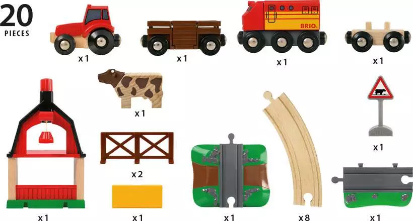 Farm Railway Set - Toy Train Set, 20 Pieces