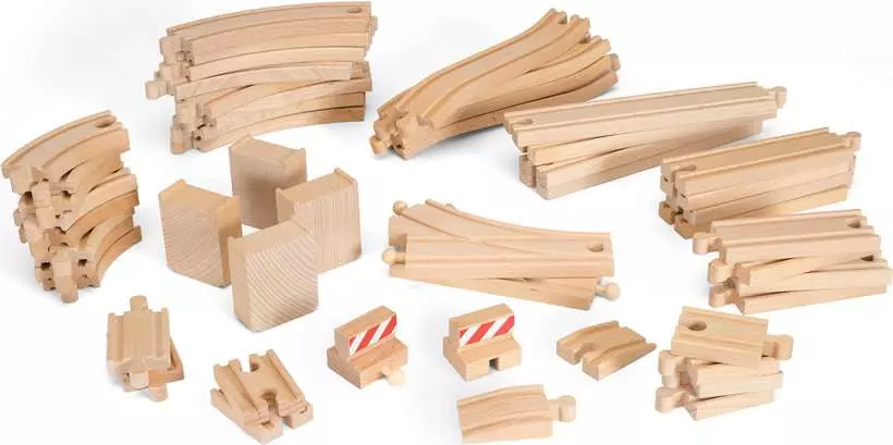 Wooden Train Track, 50 Pieces