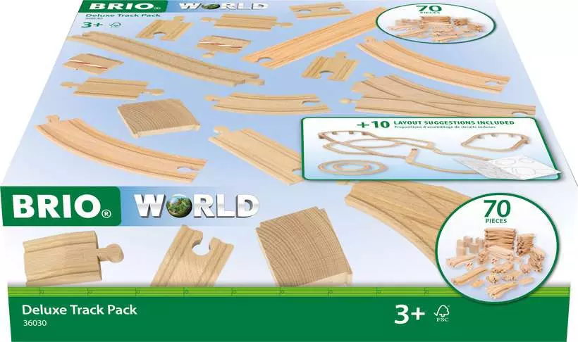 Deluxe Track Pack - Wooden Train Track, 70 Pieces