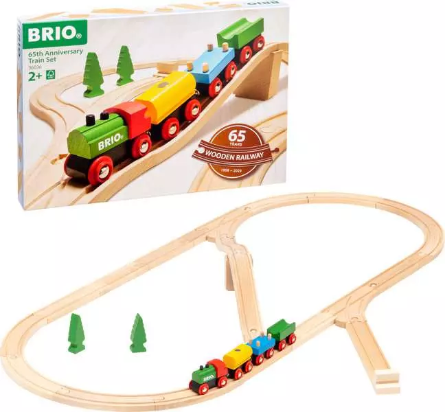65th Anniversary Train Set - Wooden Train Set, 32 Pieces