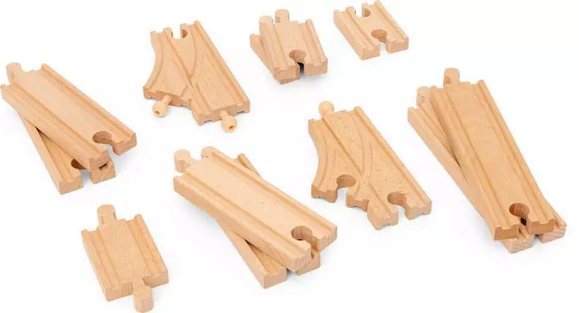 Starter Track Pack - Wooden Train Track Set, 12 Pieces