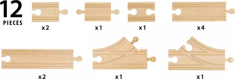 Starter Track Pack - Wooden Train Track Set, 12 Pieces