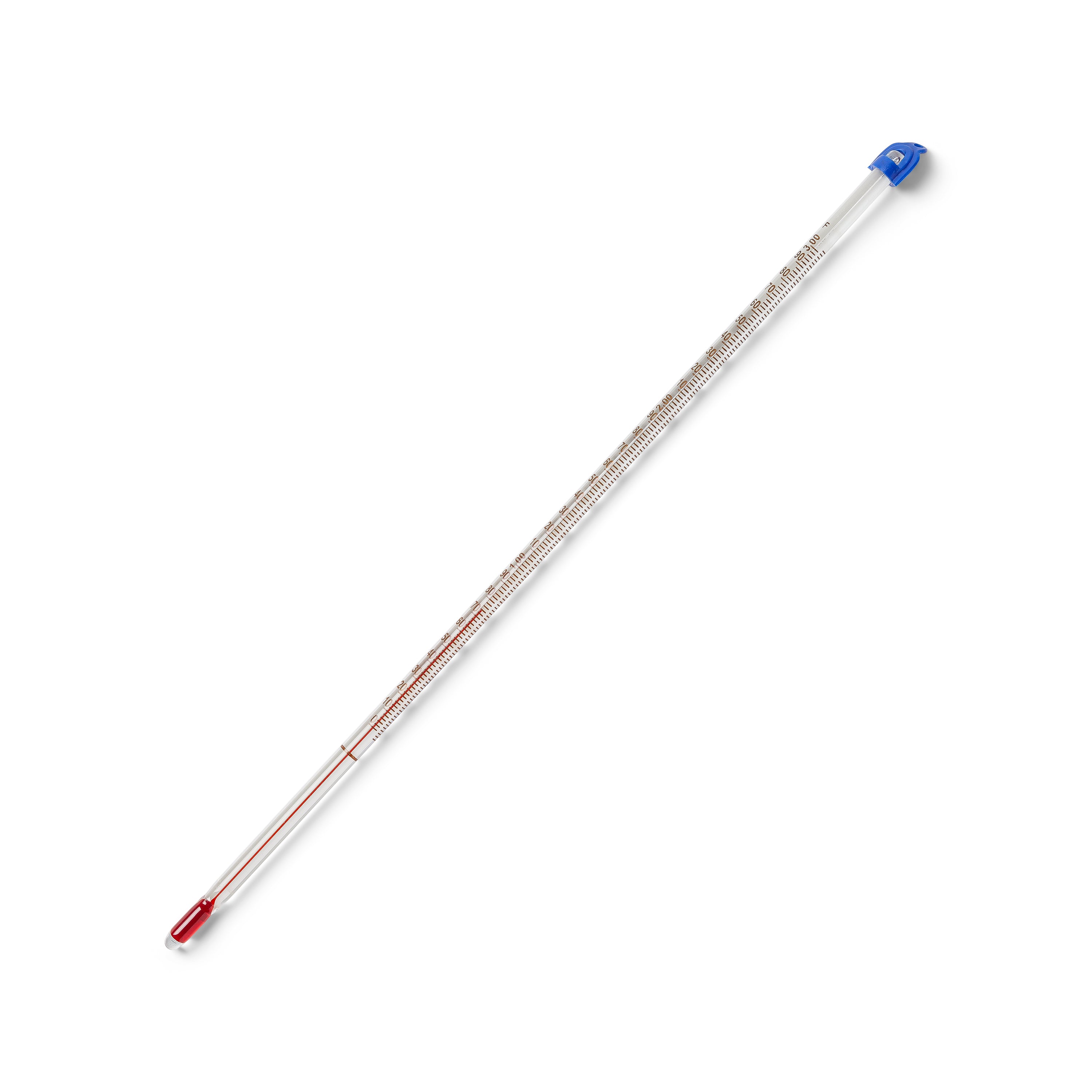 United Scientific® Thermometer, Red Liquid, 12", Partial Immersion, Dual Scale, -20 To 150 C / 0 To 300 F