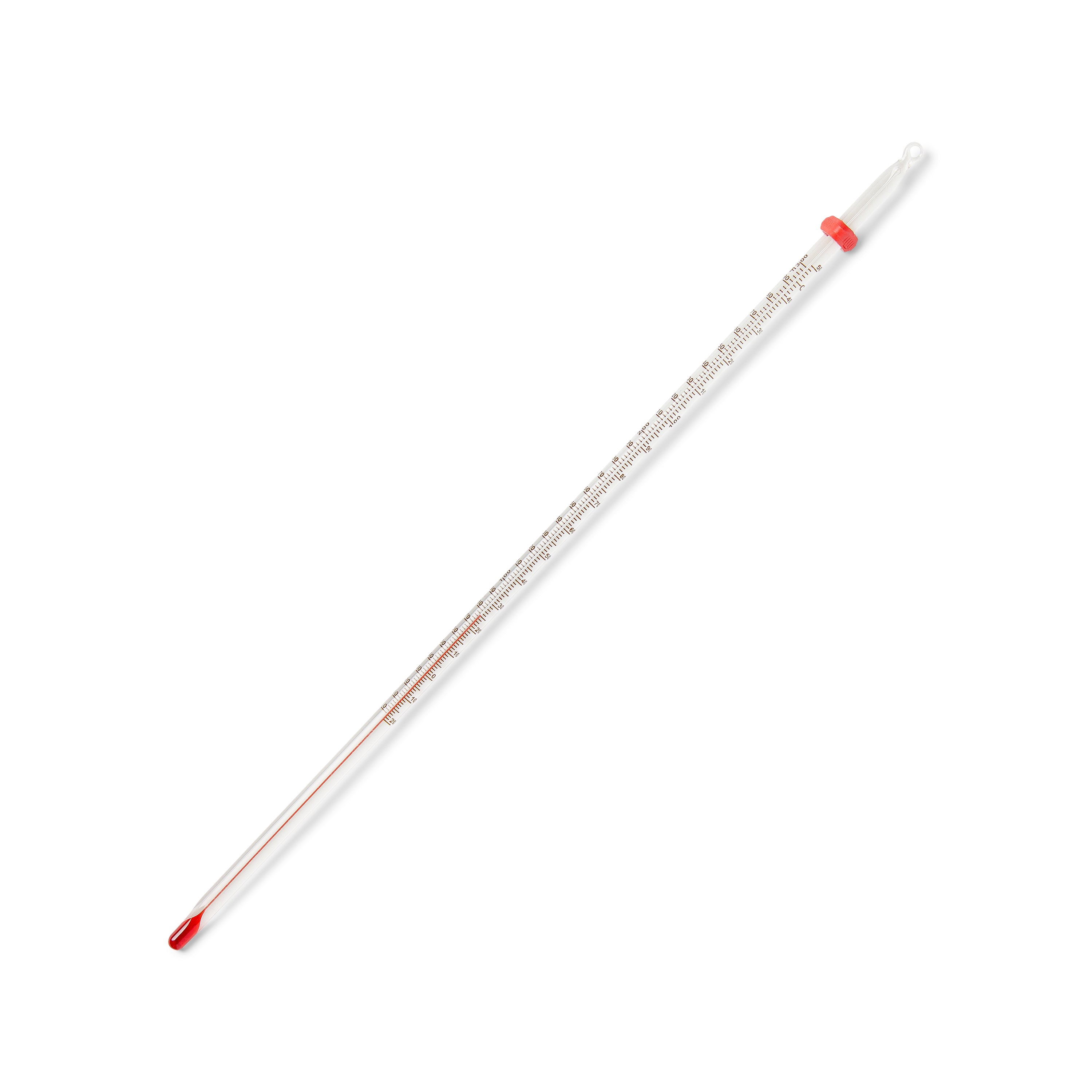 United Scientific® Thermometer, Red Liquid, 12", Total Immersion, Dual Scale, -20 To 150 C / 0 To 300 F