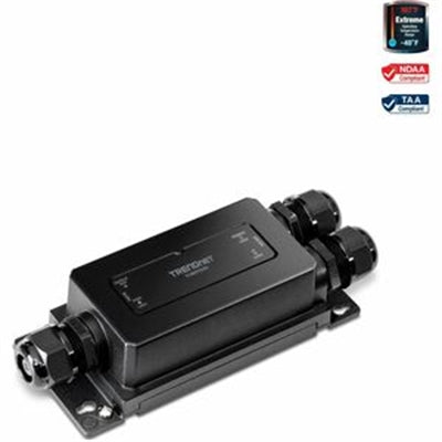 TRENDnet 2-Port Industrial Outdoor Gigabit PoE Extender, Hardened IP67 Extreme Temperature Rated Housing, Extends 100m for Total Distance up to