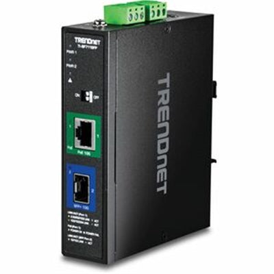 TRENDnet Industrial 10G SFP+ to 10G PoE++ Media Converter, TI-BF711SFP, 1 X 10G SFP+ Port, 1 X 10G PoE++ RJ-45 Port, IP50 Rated, NDAA TAA Compliant