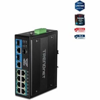 TRENDnet TI-BG104 10-Port Industrial Gigabit PoE++ DIN-Rail Switch