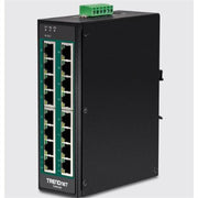 TRENDnet TI-PG160  16-Port Hardened Industrial Gigabit PoE+ DIN-Rail Network Switch