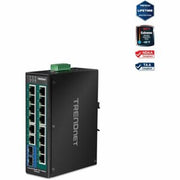 TRENDnet 16-Port Hardened Industrial Unmanaged Gigabit PoE+ DIN-Rail Switch; TI-PG162; 14 x Gigabit Ports; 2 x Gigabit SFP Slots; 32Gbps; IP30 Gigabit Network Ethernet Switch; Lifetime Protection