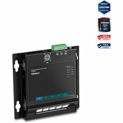 TRENDnet TI-PG50F 5-Port Industrial Gigabit PoE+ Wall-Mounted Front Access Switch