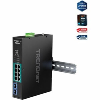 TRENDnet TI-PGM102  10-Port Industrial Gigabit PoE+ DIN-Rail Switch -20° – 65°C (-4° – 149°F)