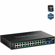 TRENDnet 26-Port Hardened Industrial Gigabit PoE+ Rackmount Switch, TI-RP262, 24 X Gigabit PoE+ Ports, 2 X Gigabit SFP Ports, Lifetime Protection,