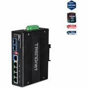 TRENDnet TI-UPG62  6-Port Hardened Industrial Gigabit PoE++ DIN-Rail Network Switch