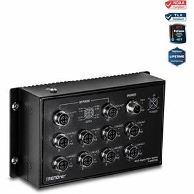 Trendnet - 10-Port Industrial EN 50155 M12 Gigabit PoE+ Railway Switch, TI-XPG102, IP40 Rated for Harsh Environments, NDAA - Unknown