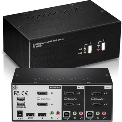 TRENDnet TK-240DP 2-Port Dual Monitor Display Port KVM Switch