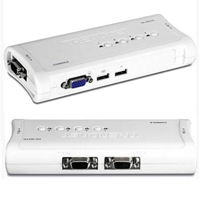 TRENDnet 4-Port USB KVM Switch Kit, VGA and USB Connections, 2048x 1536 Resolution, Cabling Included