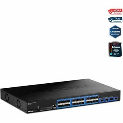 TRENDnet - TL2-F70284 - TRENDnet 28-Port Layer 2 Managed SFP Switch with 10G SFP+ Ports, TL2-F70284, 24 X Gigabit SFP