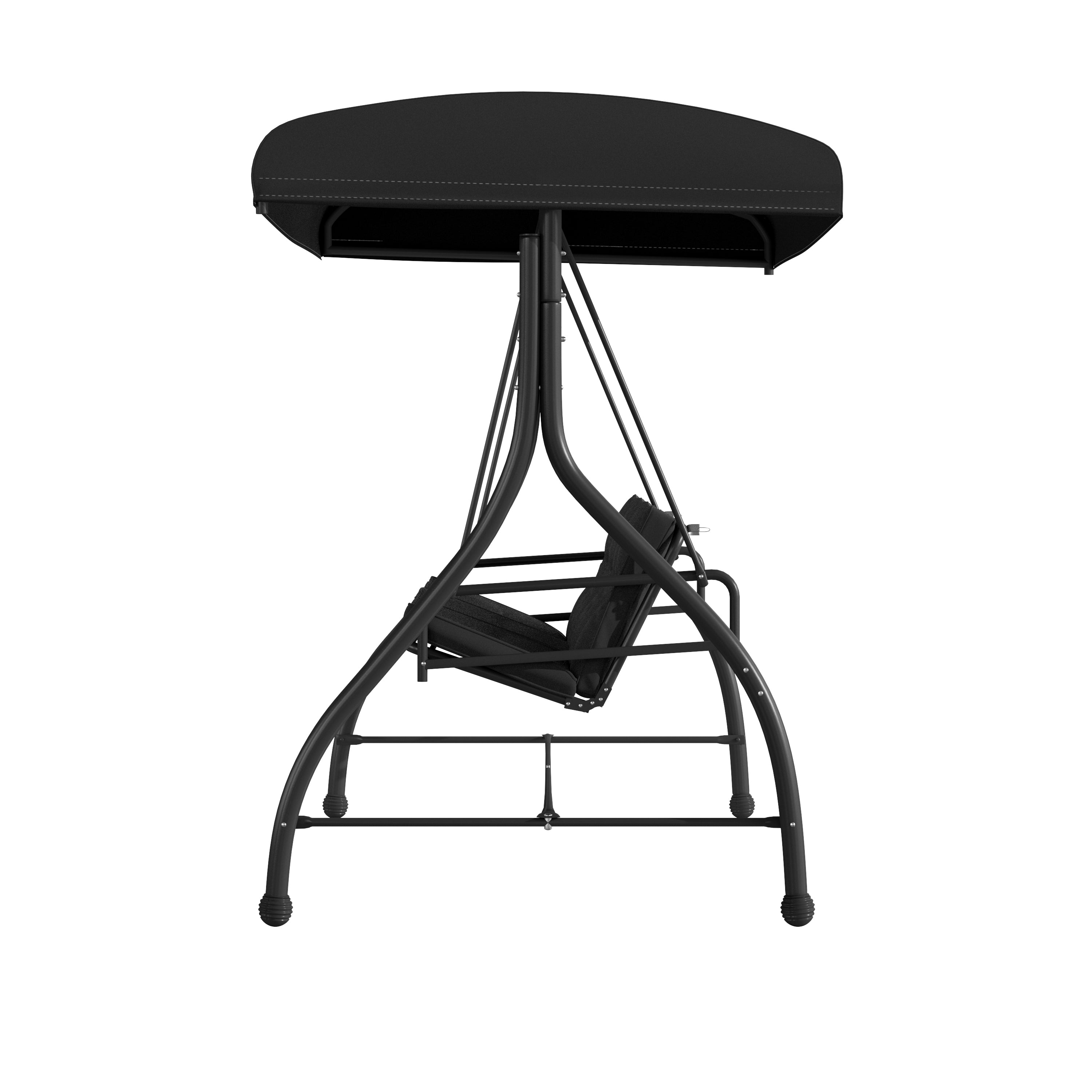 Tellis 3-Seat Outdoor Steel Converting Patio Swing Canopy Hammock with Cushions / Outdoor Swing Bed (Black)