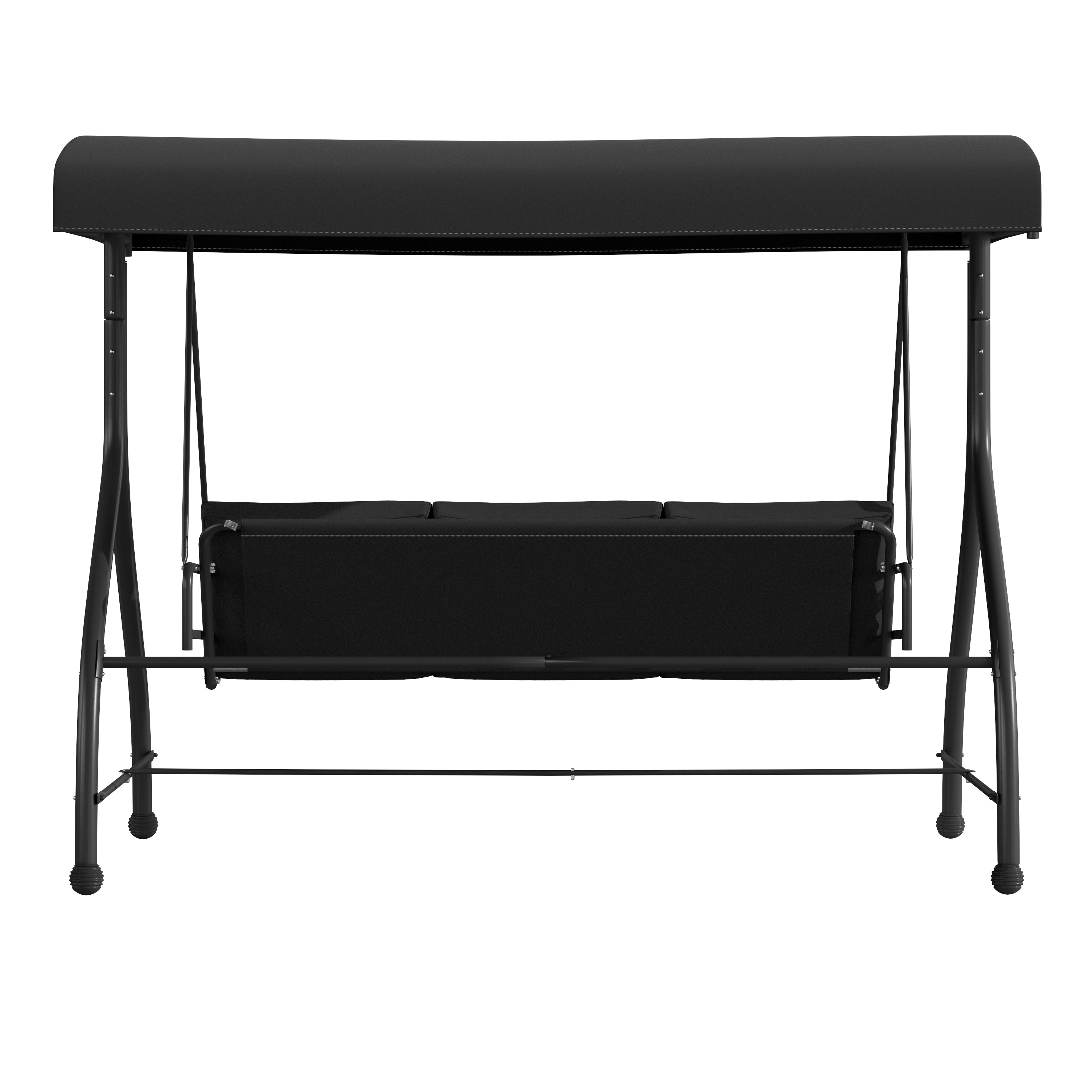 Tellis 3-Seat Outdoor Steel Converting Patio Swing Canopy Hammock with Cushions / Outdoor Swing Bed (Black)