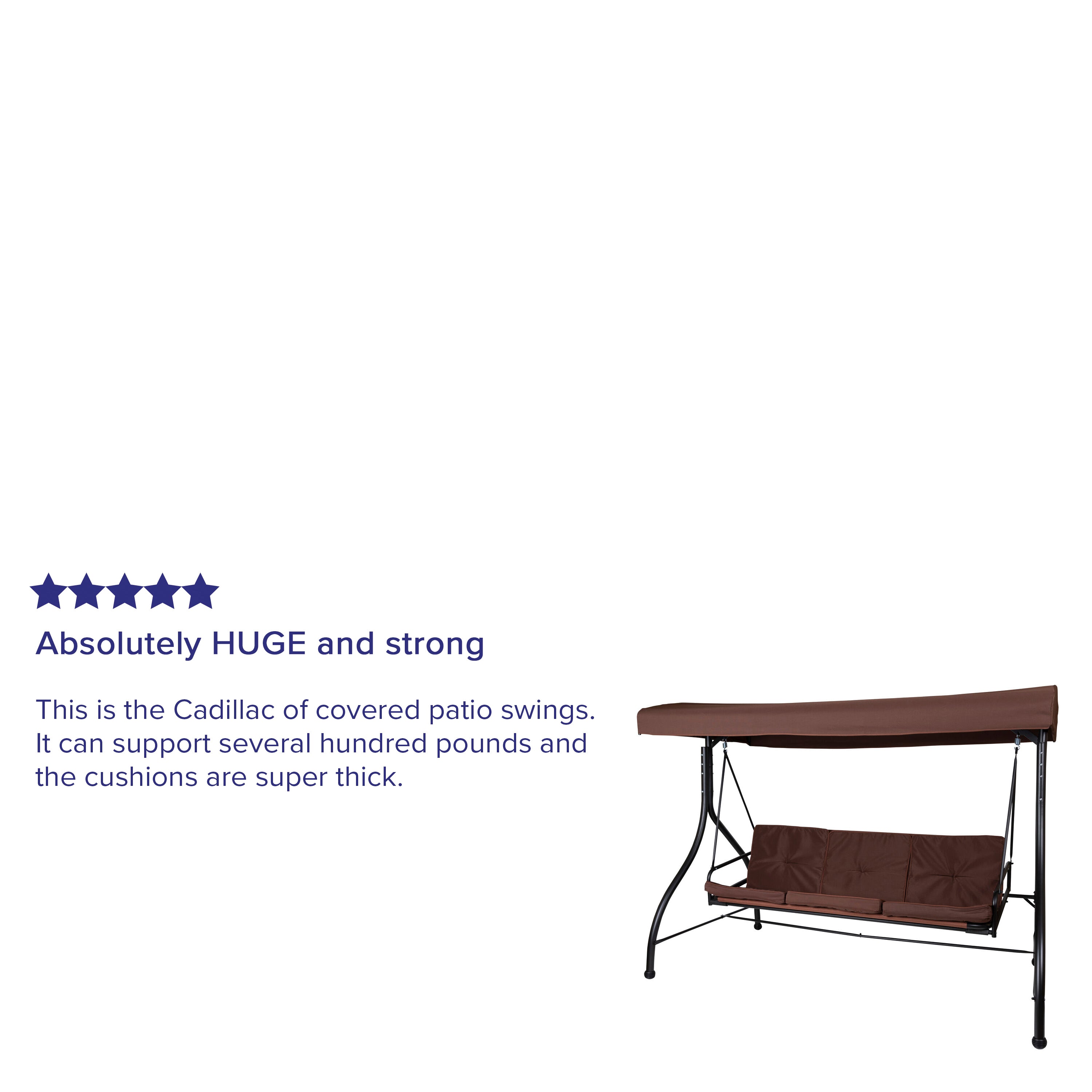 Tellis 3-Seat Outdoor Steel Converting Patio Swing Canopy Hammock with Cushions / Outdoor Swing Bed (Brown)