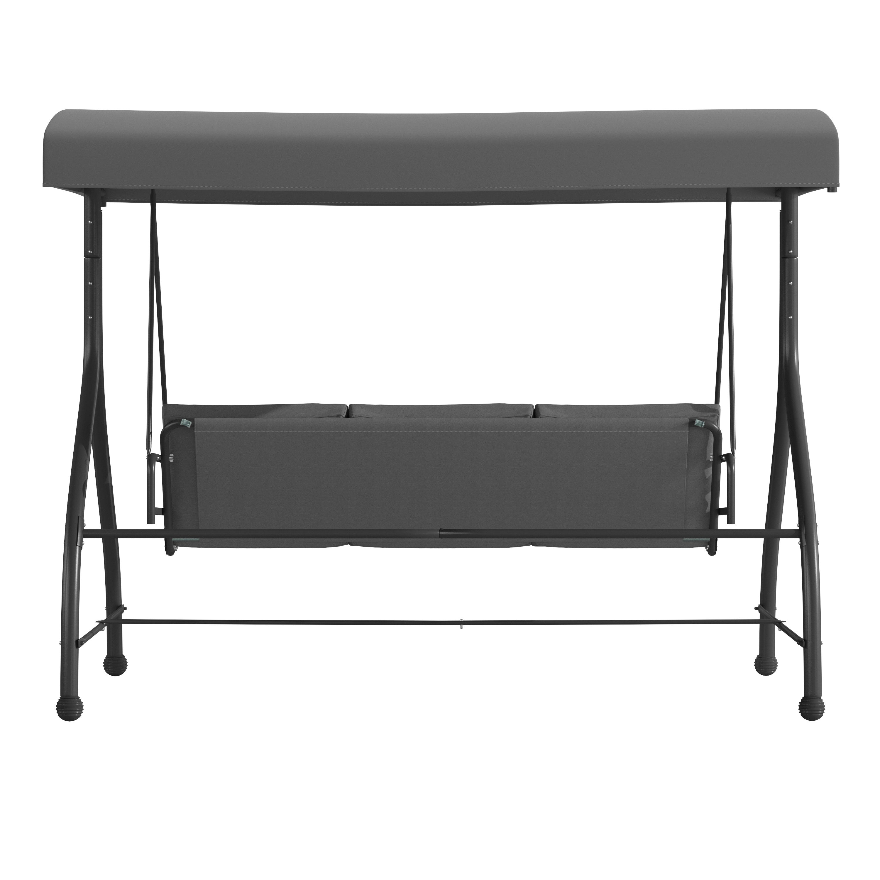 Tellis 3-Seat Outdoor Steel Converting Patio Swing Canopy Hammock with Cushions / Outdoor Swing Bed (Gray)
