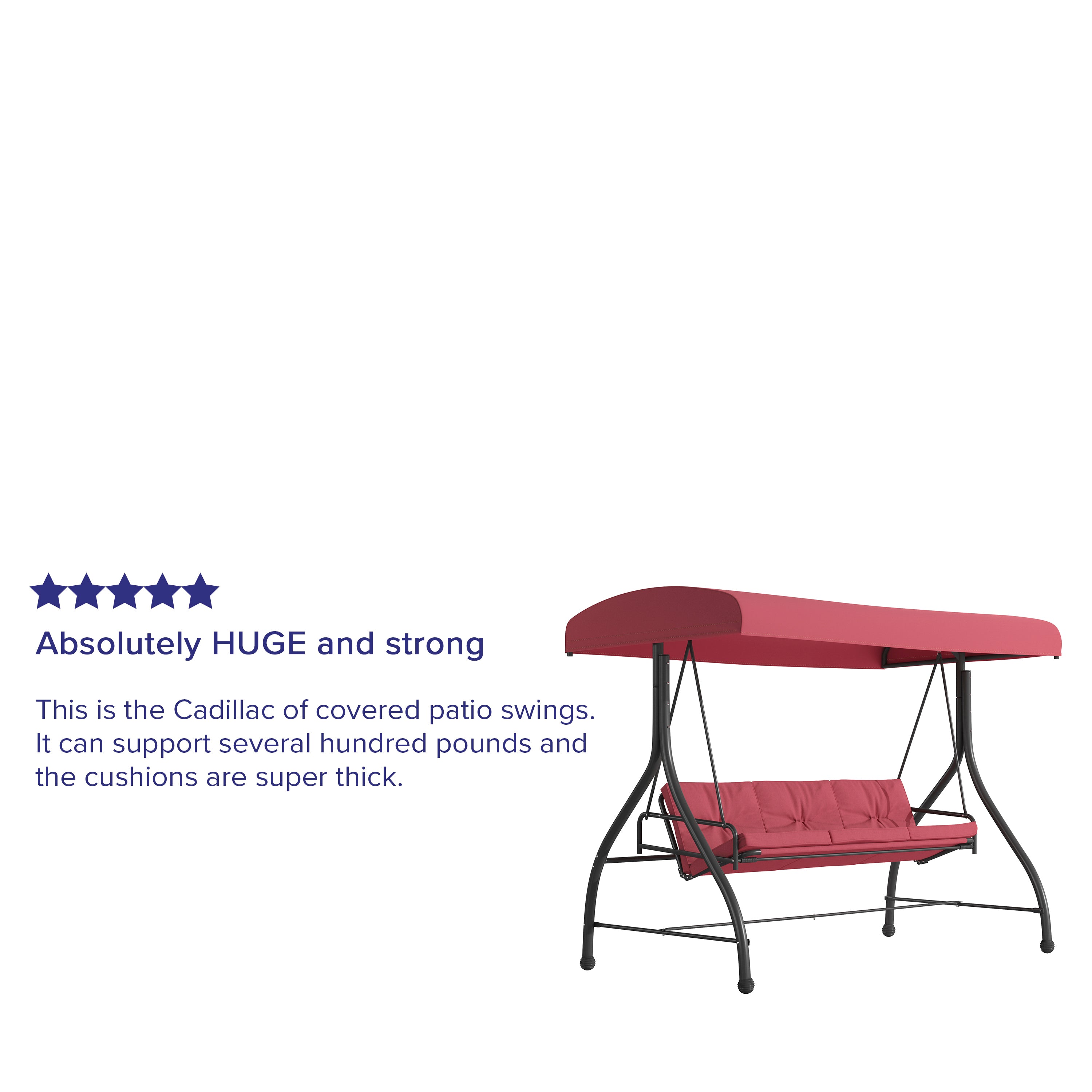 Tellis 3-Seat Outdoor Steel Converting Patio Swing Canopy Hammock with Cushions / Outdoor Swing Bed (Maroon)