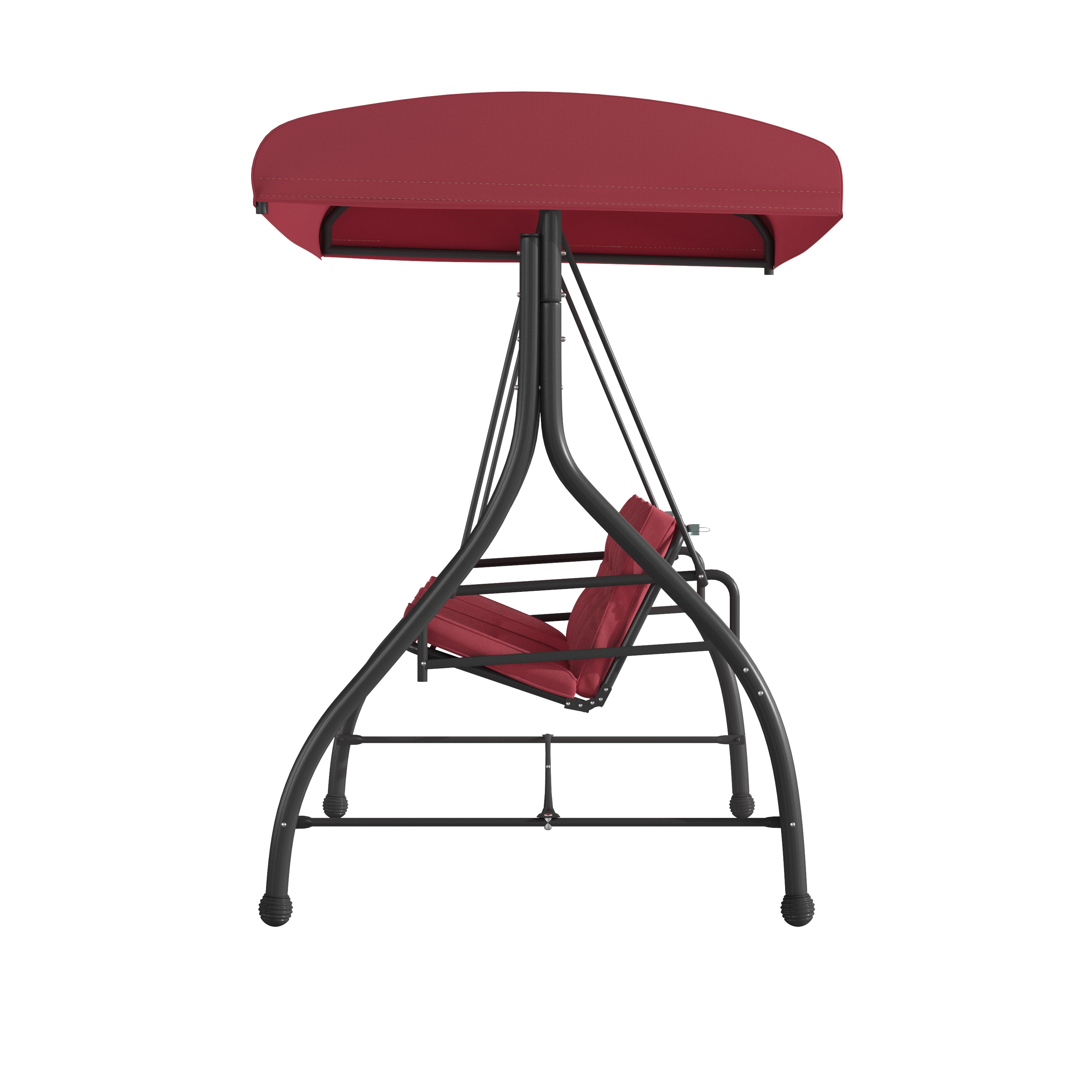 Tellis 3-Seat Outdoor Steel Converting Patio Swing Canopy Hammock with Cushions / Outdoor Swing Bed (Maroon)