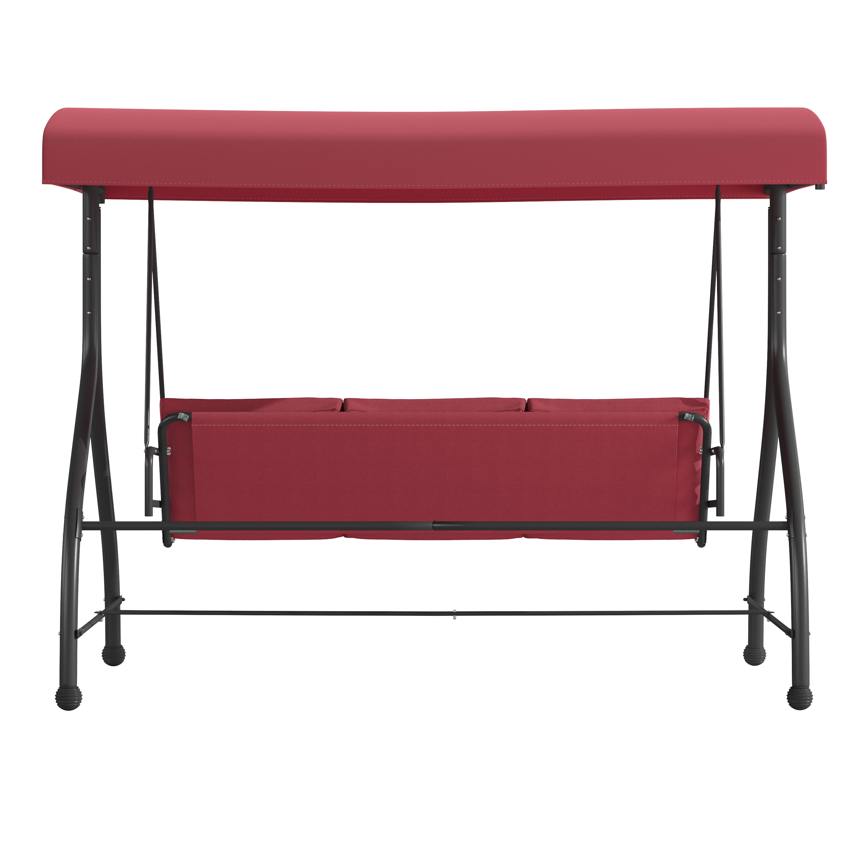 Tellis 3-Seat Outdoor Steel Converting Patio Swing Canopy Hammock with Cushions / Outdoor Swing Bed (Maroon)