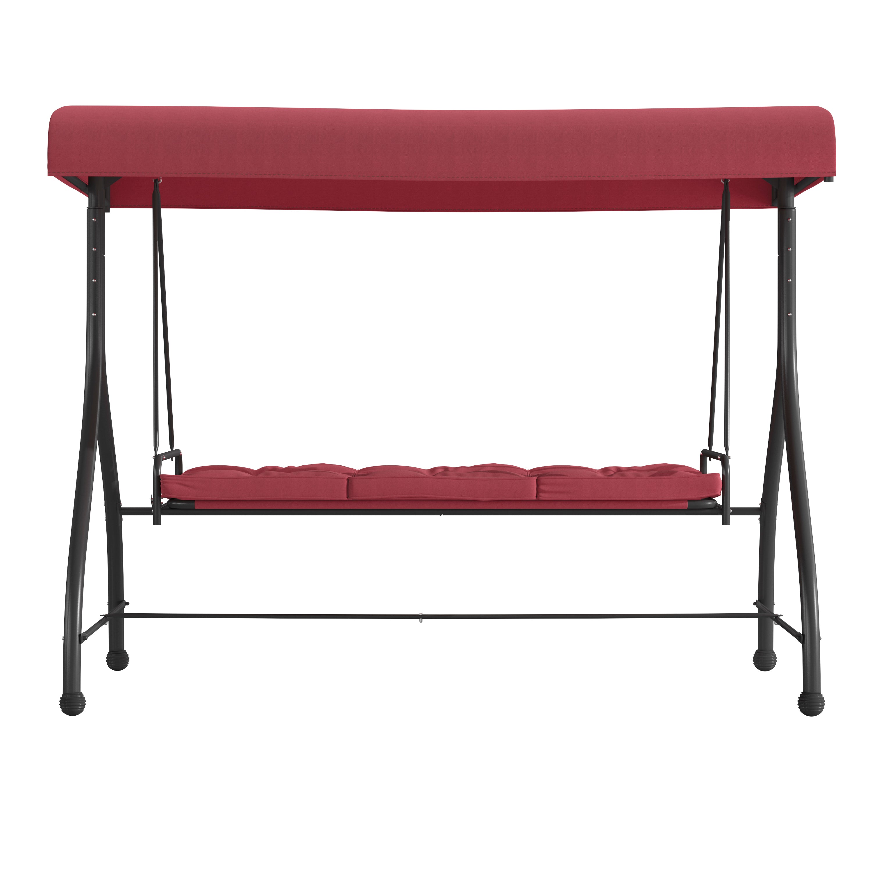 Tellis 3-Seat Outdoor Steel Converting Patio Swing Canopy Hammock with Cushions / Outdoor Swing Bed (Maroon)