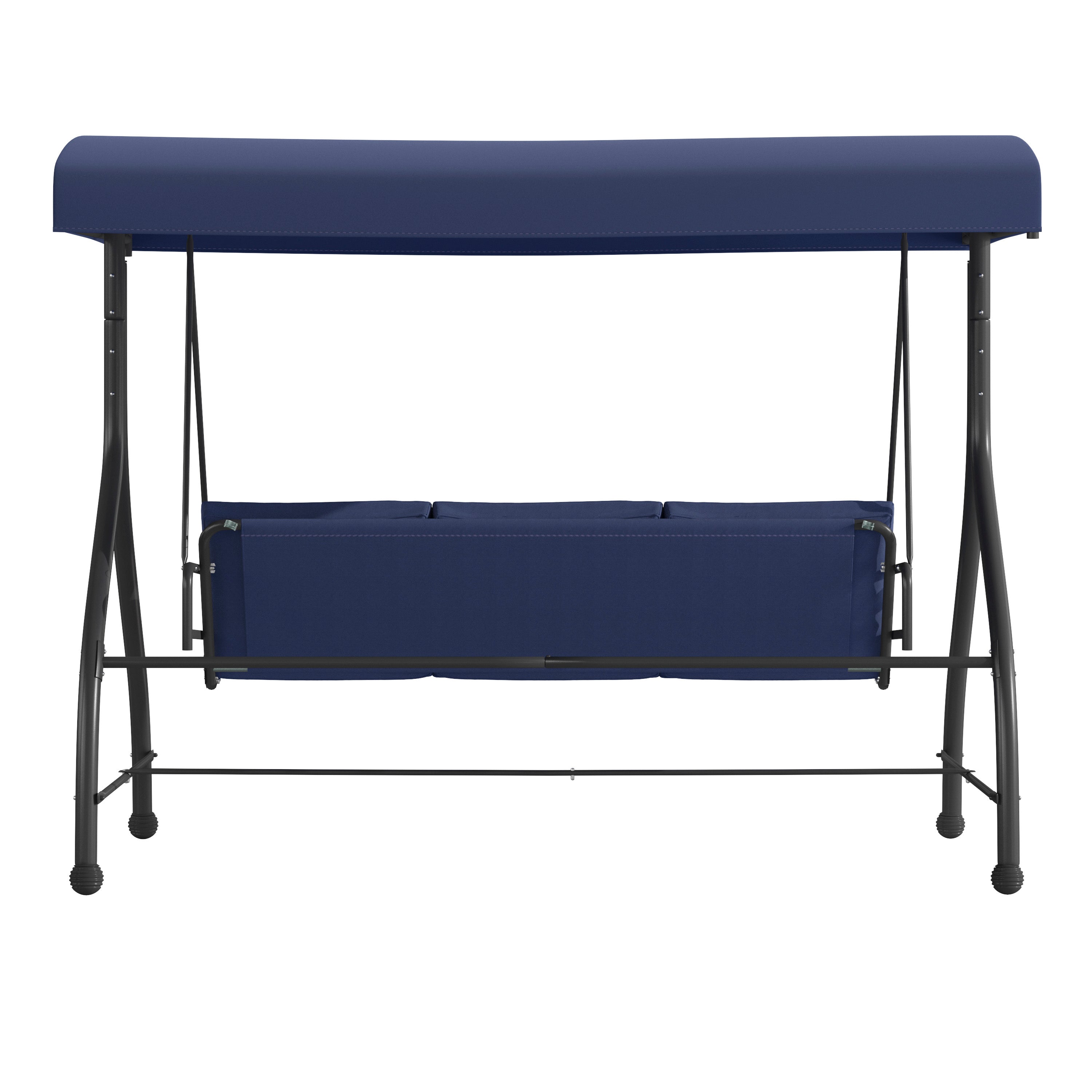 Tellis 3-Seat Outdoor Steel Converting Patio Swing Canopy Hammock with Cushions / Outdoor Swing Bed (Navy)