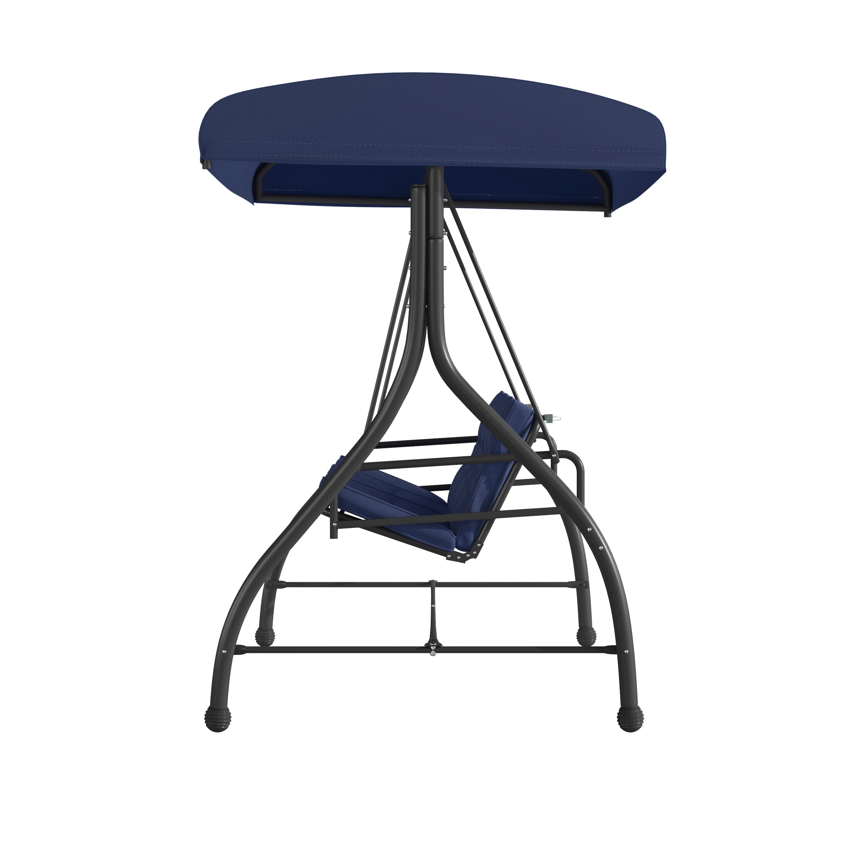 Tellis 3-Seat Outdoor Steel Converting Patio Swing Canopy Hammock with Cushions / Outdoor Swing Bed (Navy)