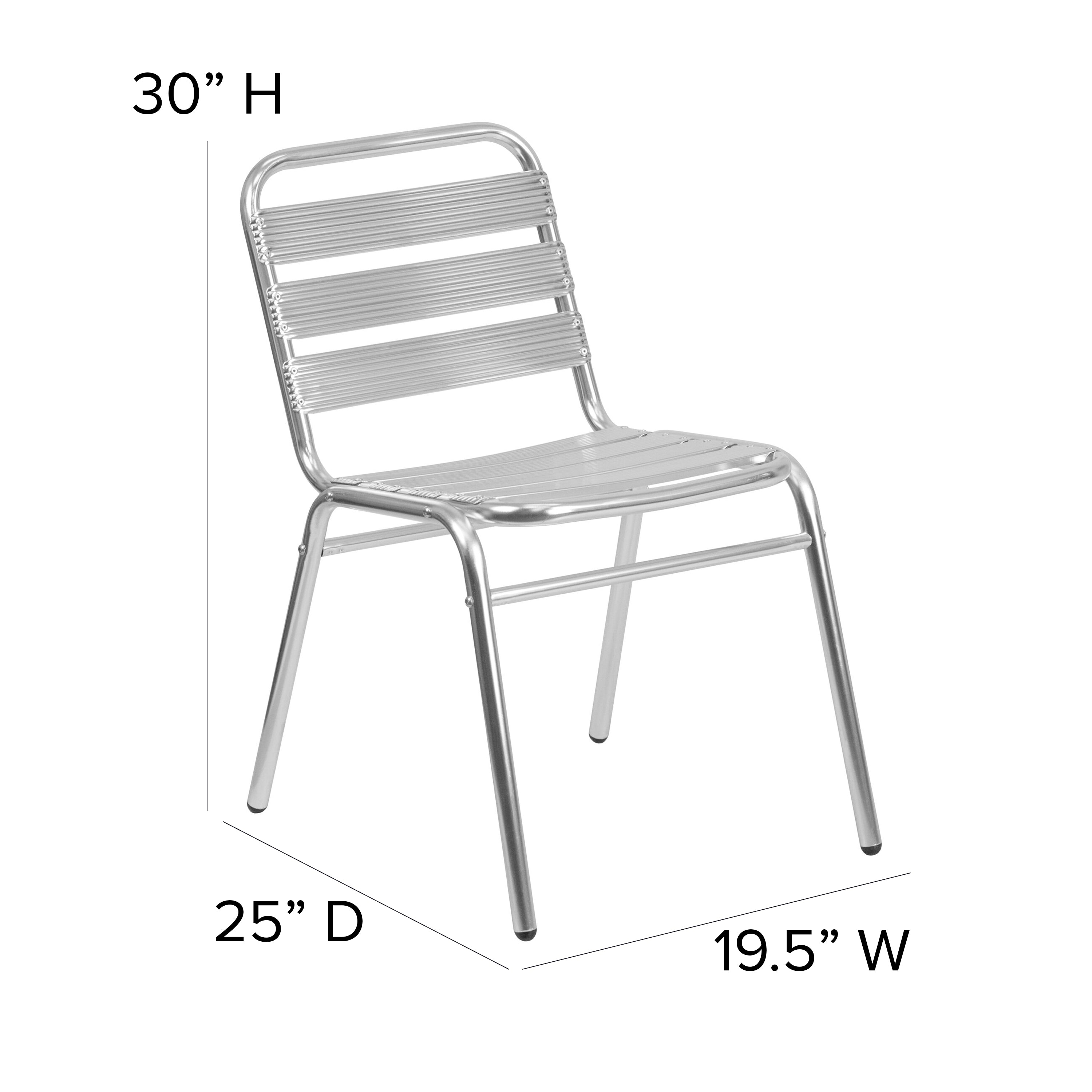 Lila Commercial Metal Indoor-Outdoor Restaurant Stack Chair with Triple Slat Back