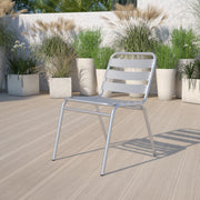 Lila Commercial Metal Indoor-Outdoor Restaurant Stack Chair with Triple Slat Back