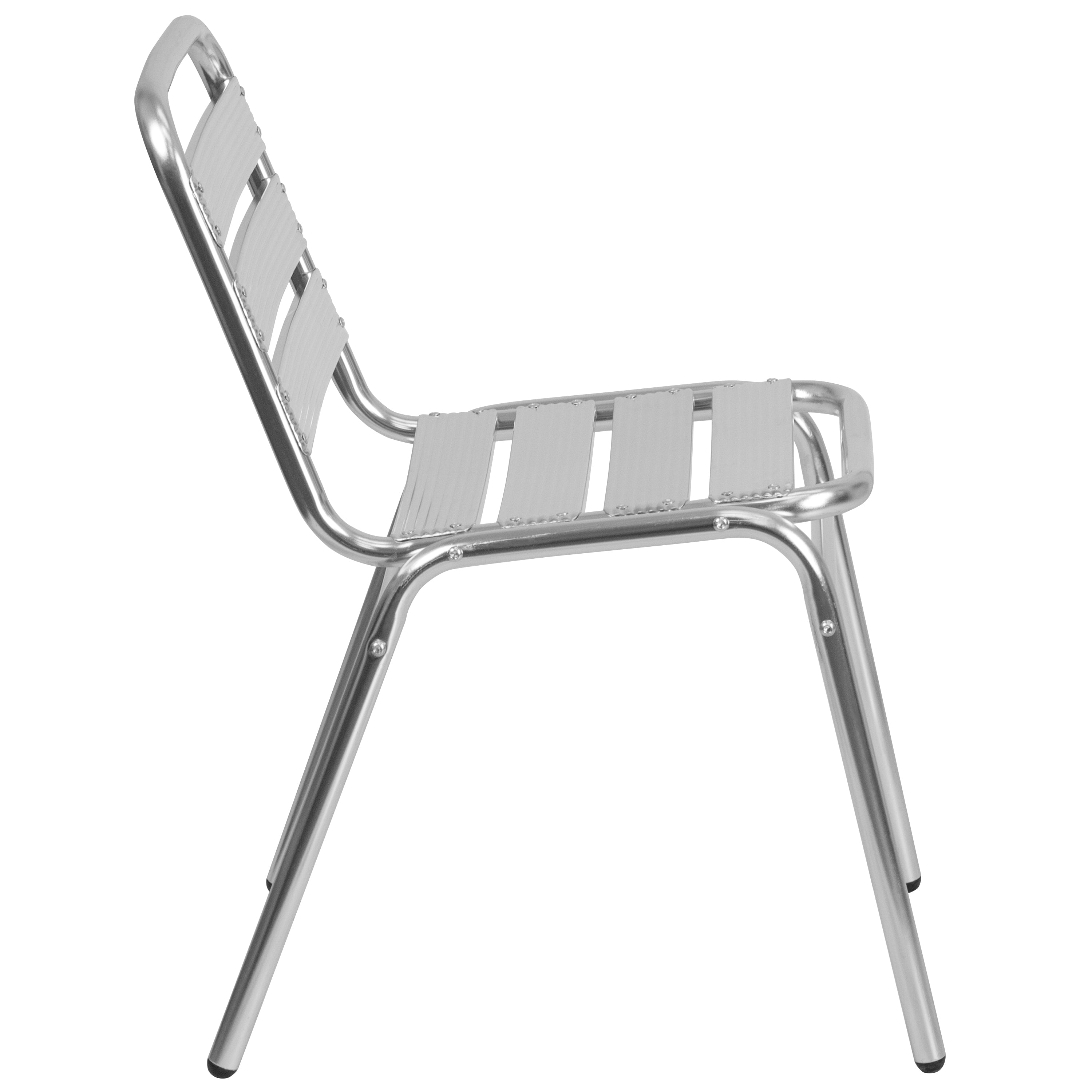 Lila Commercial Metal Indoor-Outdoor Restaurant Stack Chair with Triple Slat Back