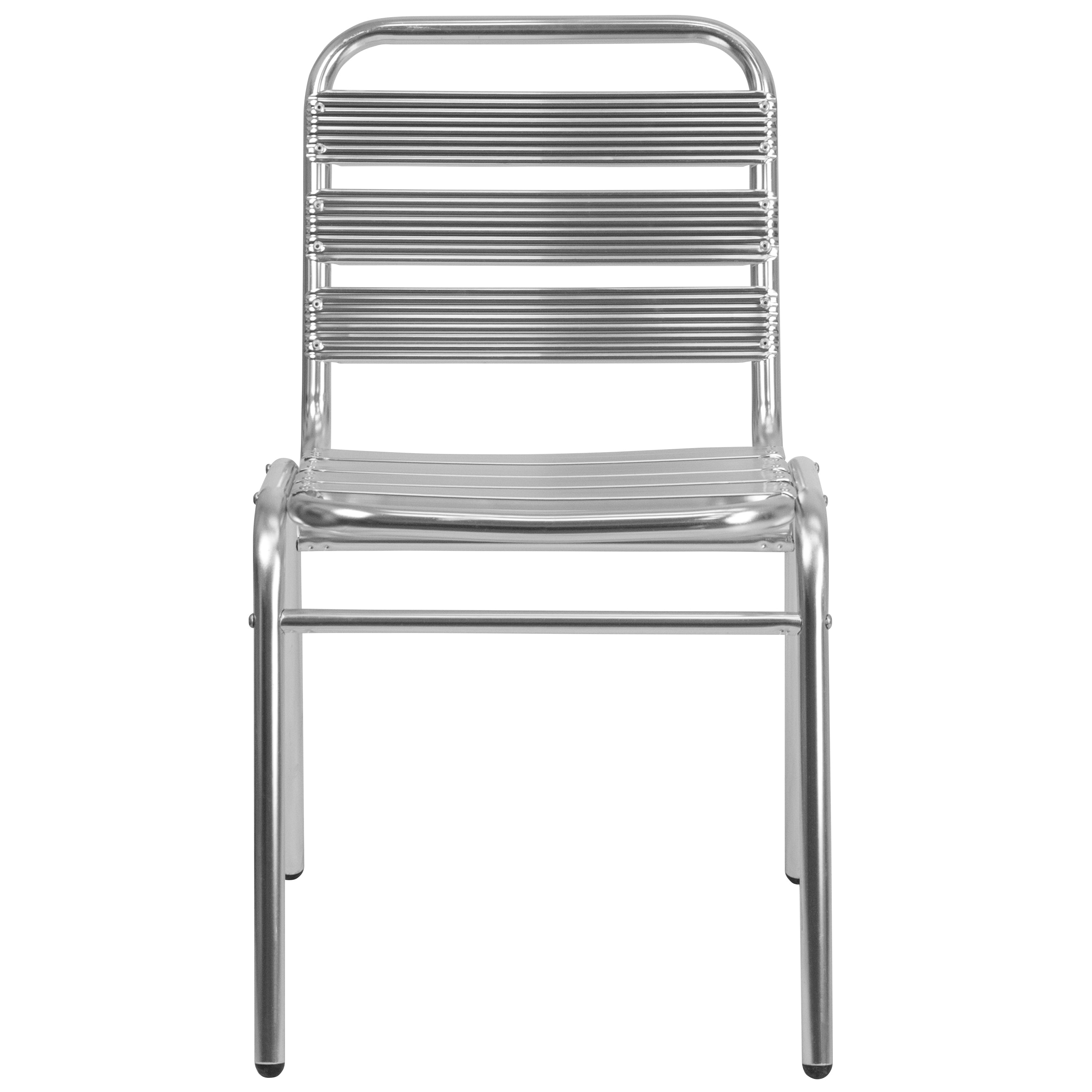 Lila Commercial Metal Indoor-Outdoor Restaurant Stack Chair with Triple Slat Back
