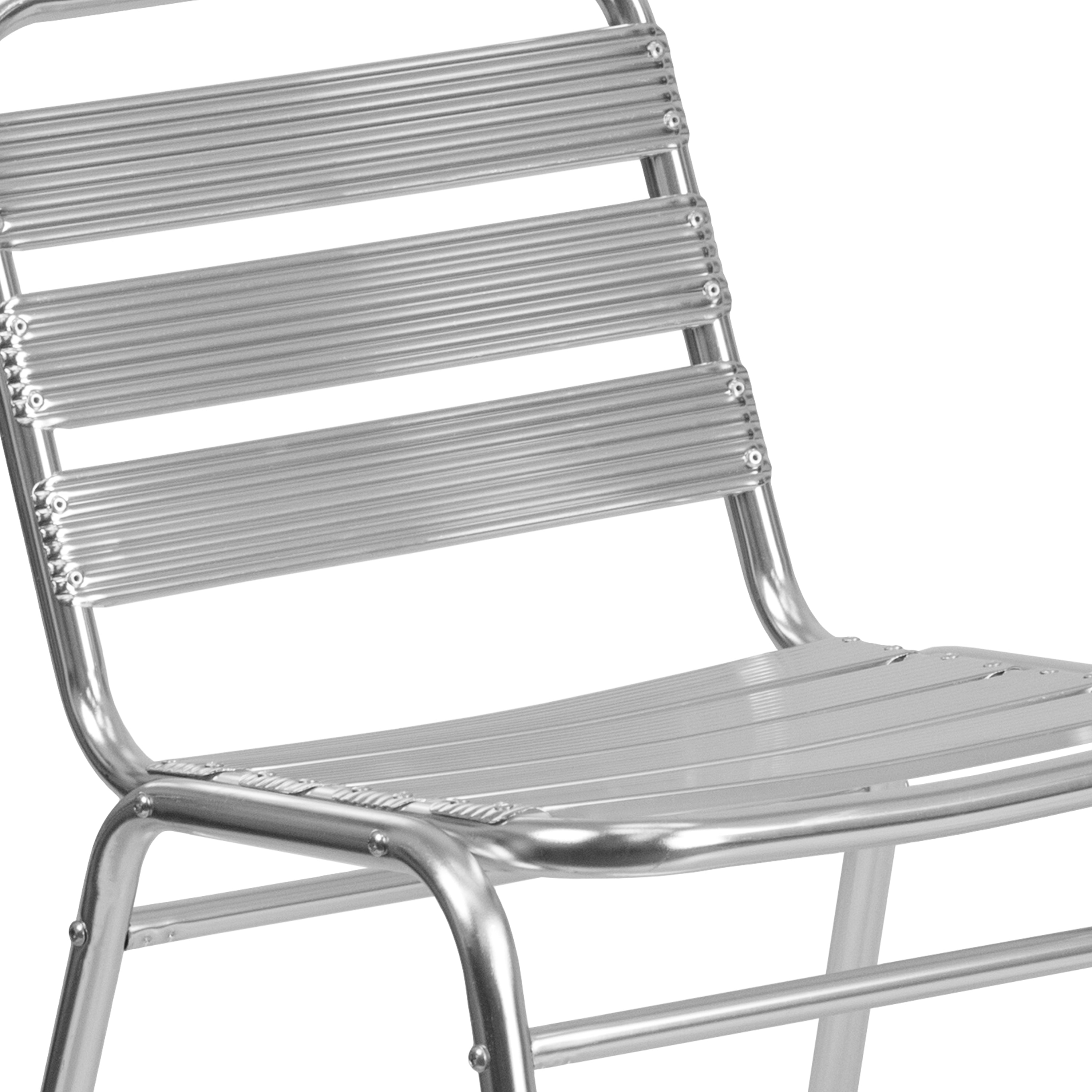 Lila Commercial Metal Indoor-Outdoor Restaurant Stack Chair with Triple Slat Back