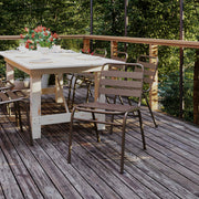 Lila Commercial Bronze Metal Indoor-Outdoor Restaurant Stack Chair with Metal Triple Slat Back