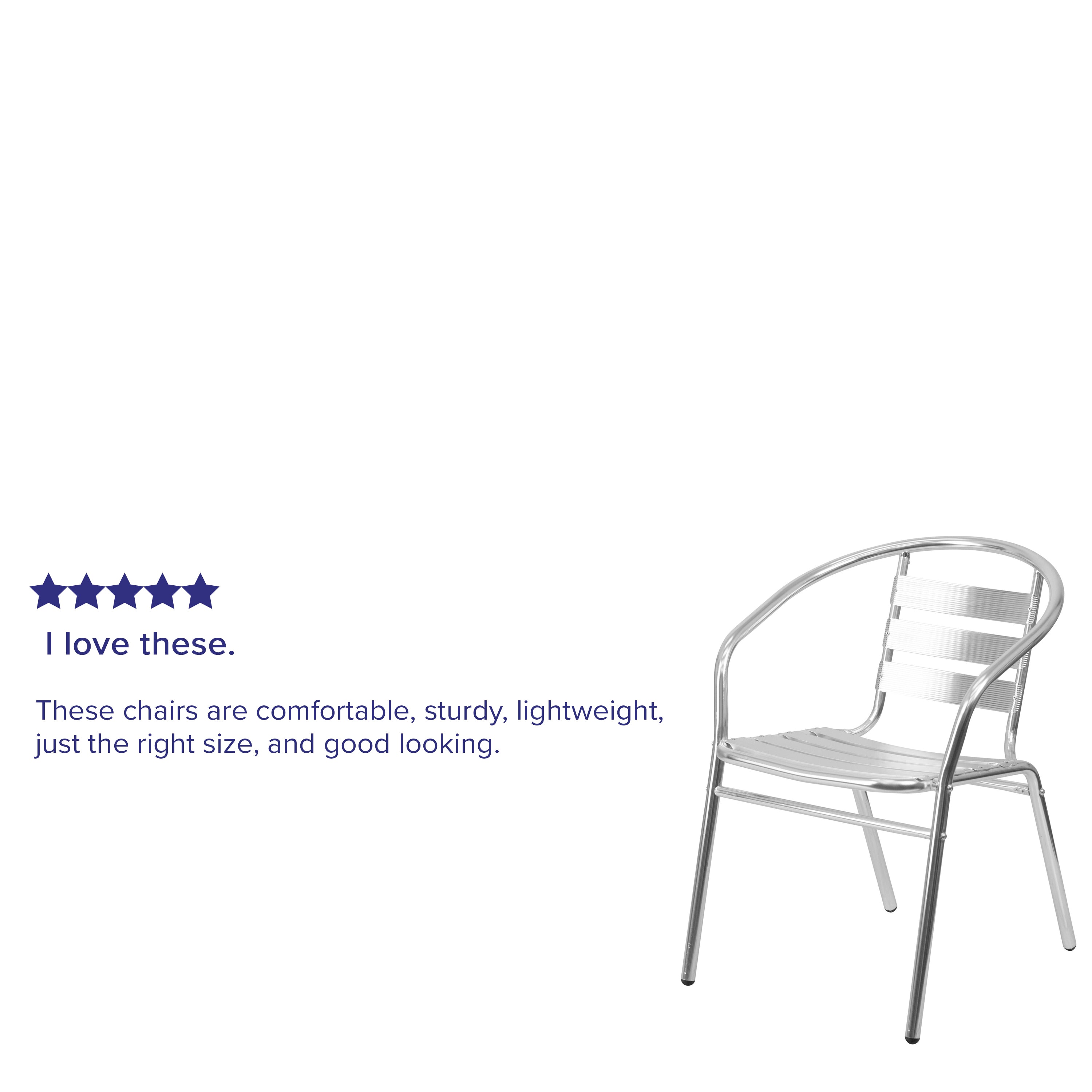 Lila Commercial Aluminum Indoor-Outdoor Restaurant Stack Chair with Triple Slat Back and Arms