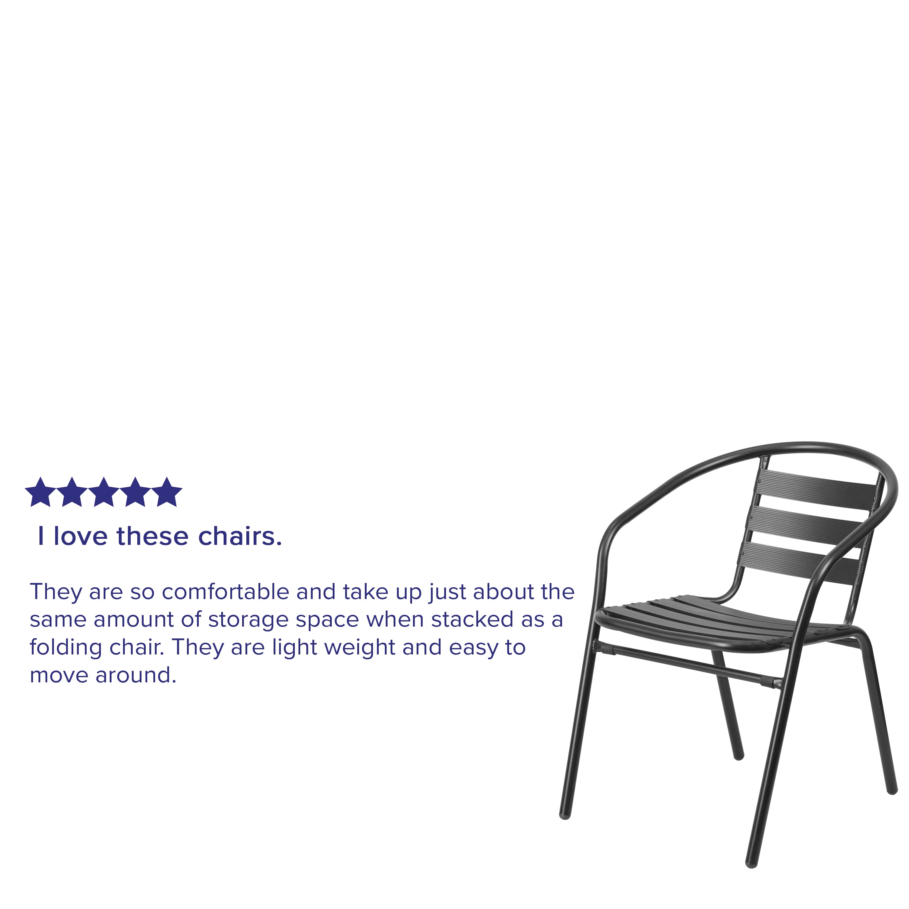 Lila Black Metal Restaurant Stack Chair with Aluminum Slats