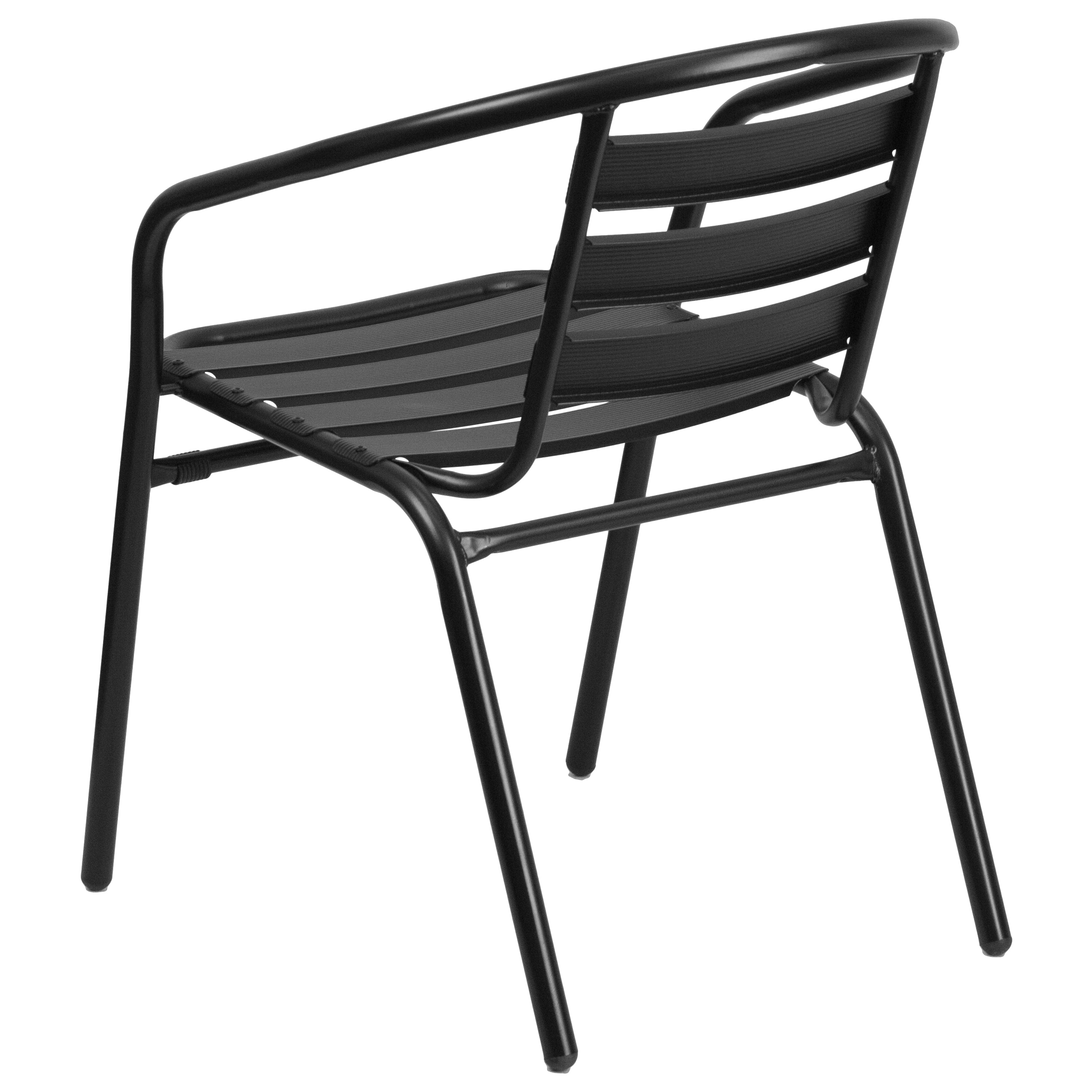 Lila Black Metal Restaurant Stack Chair with Aluminum Slats