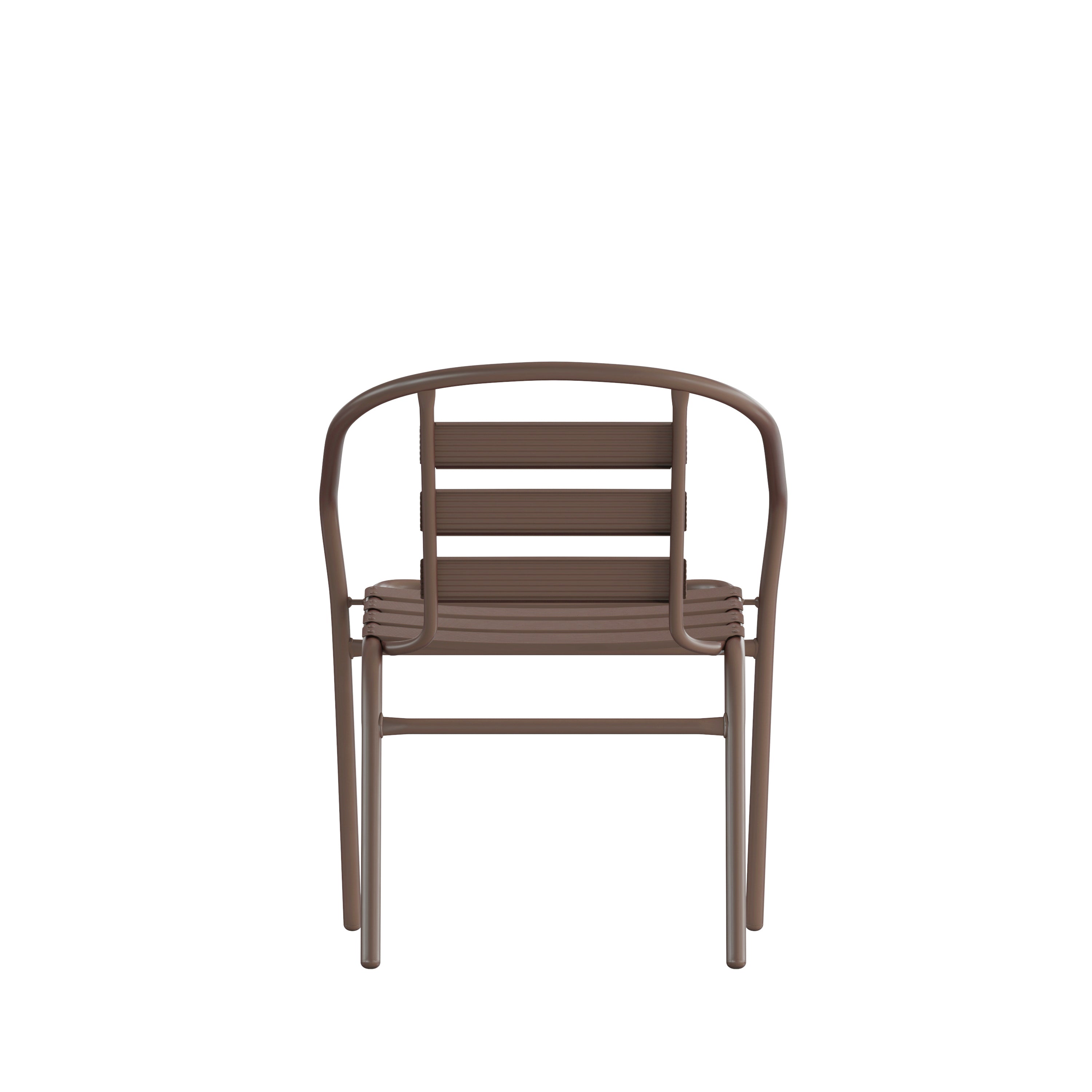 Lila Bronze Metal Restaurant Stack Chair with Metal Slats