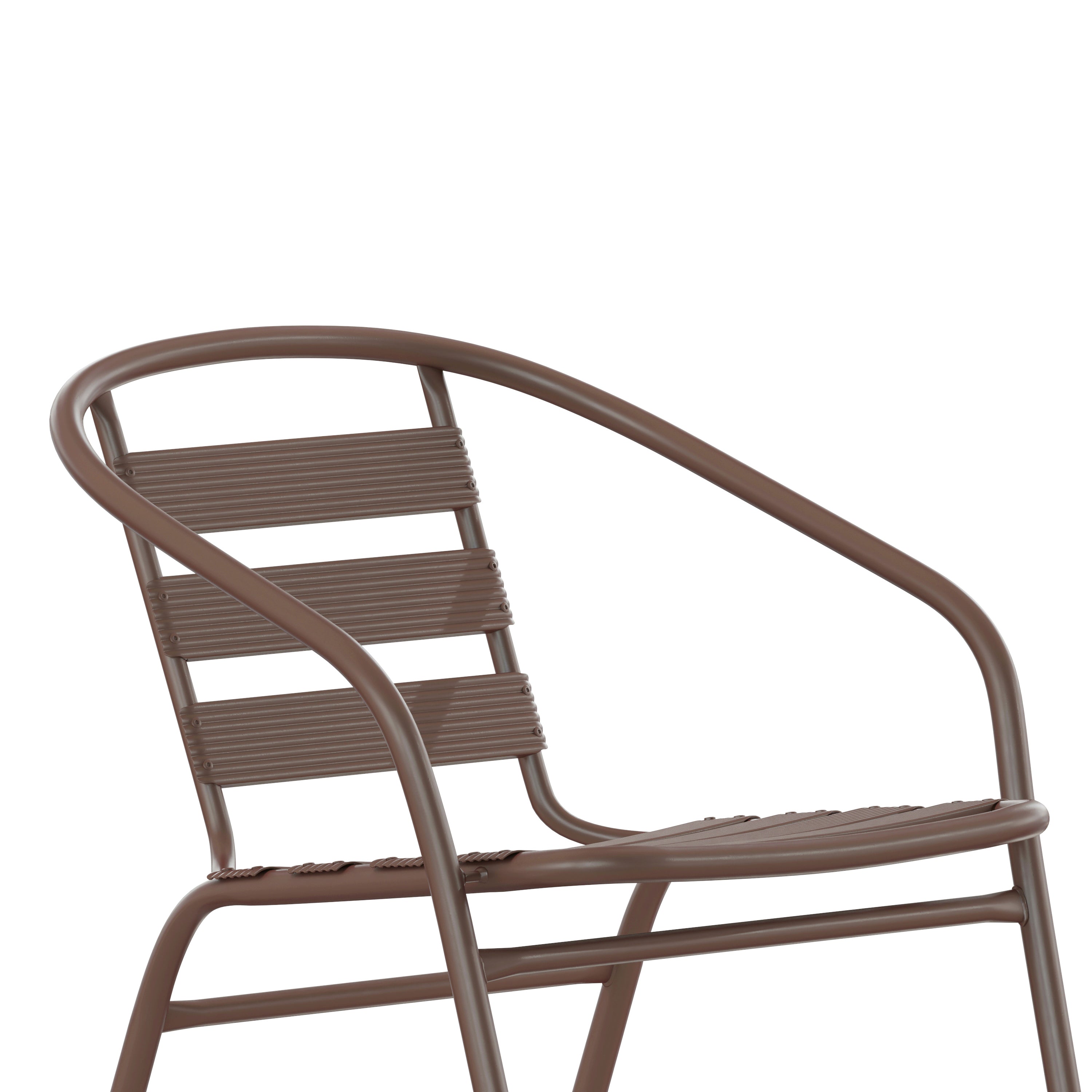 Lila Bronze Metal Restaurant Stack Chair with Metal Slats
