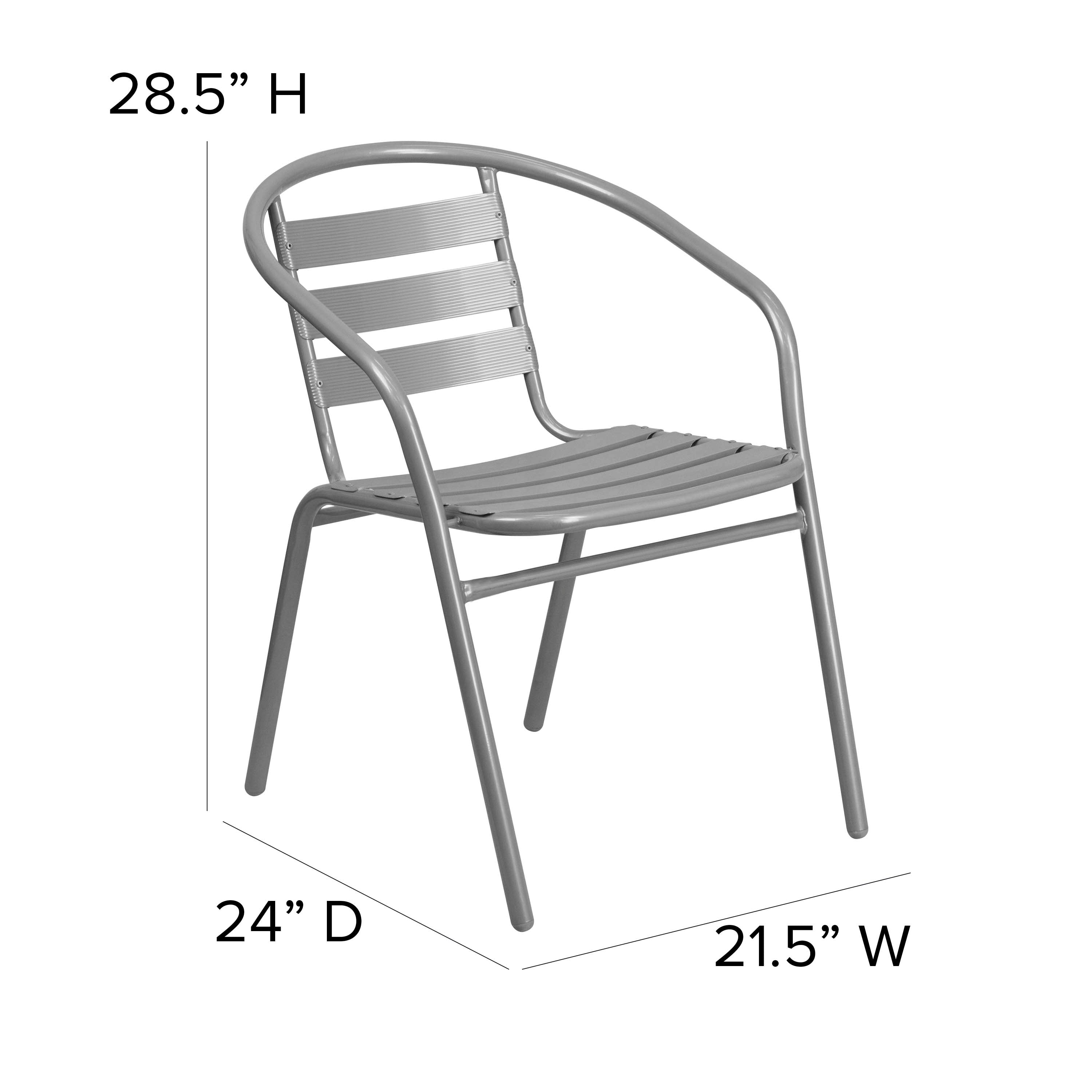 Lila Silver Metal Restaurant Stack Chair with Aluminum Slats