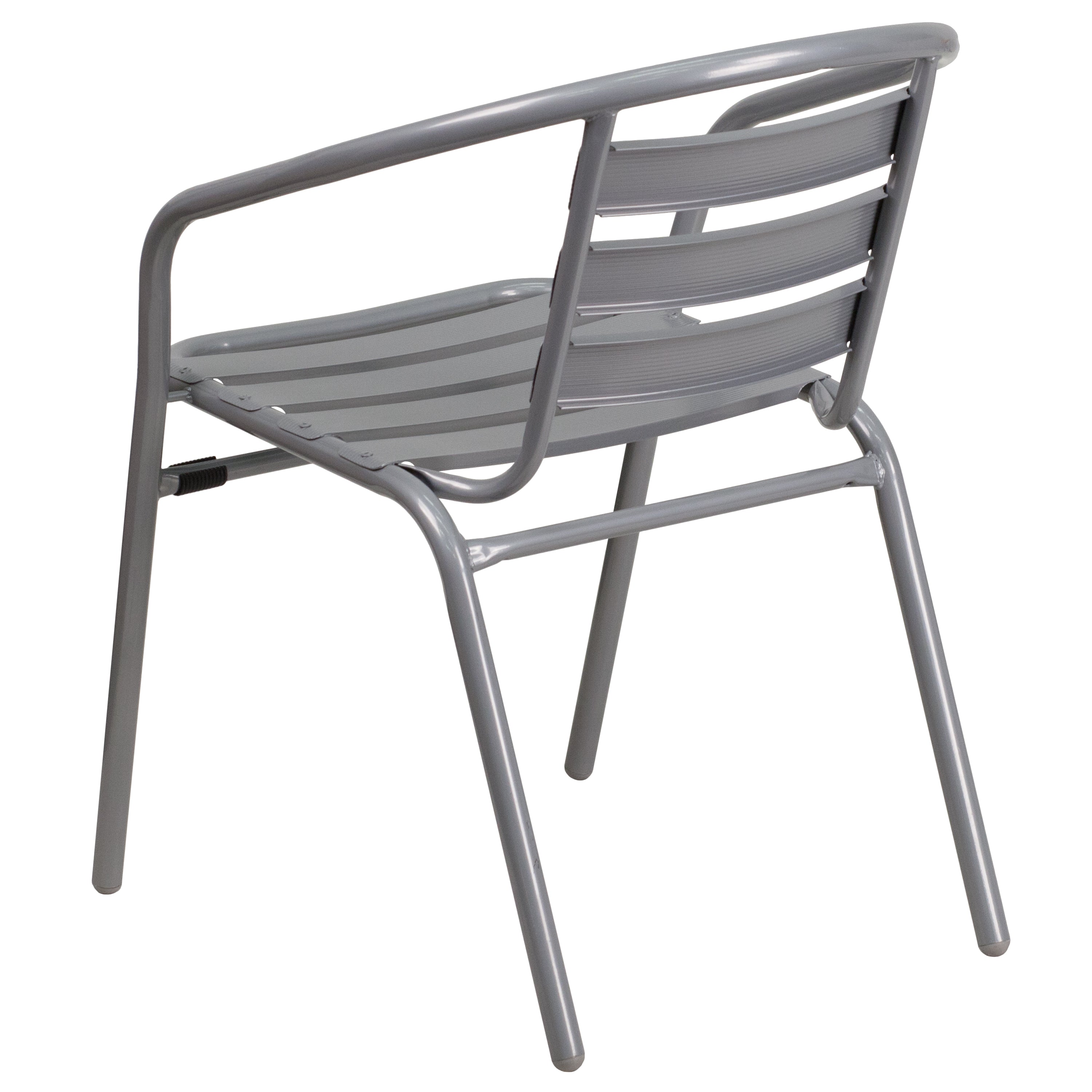 Lila Silver Metal Restaurant Stack Chair with Aluminum Slats