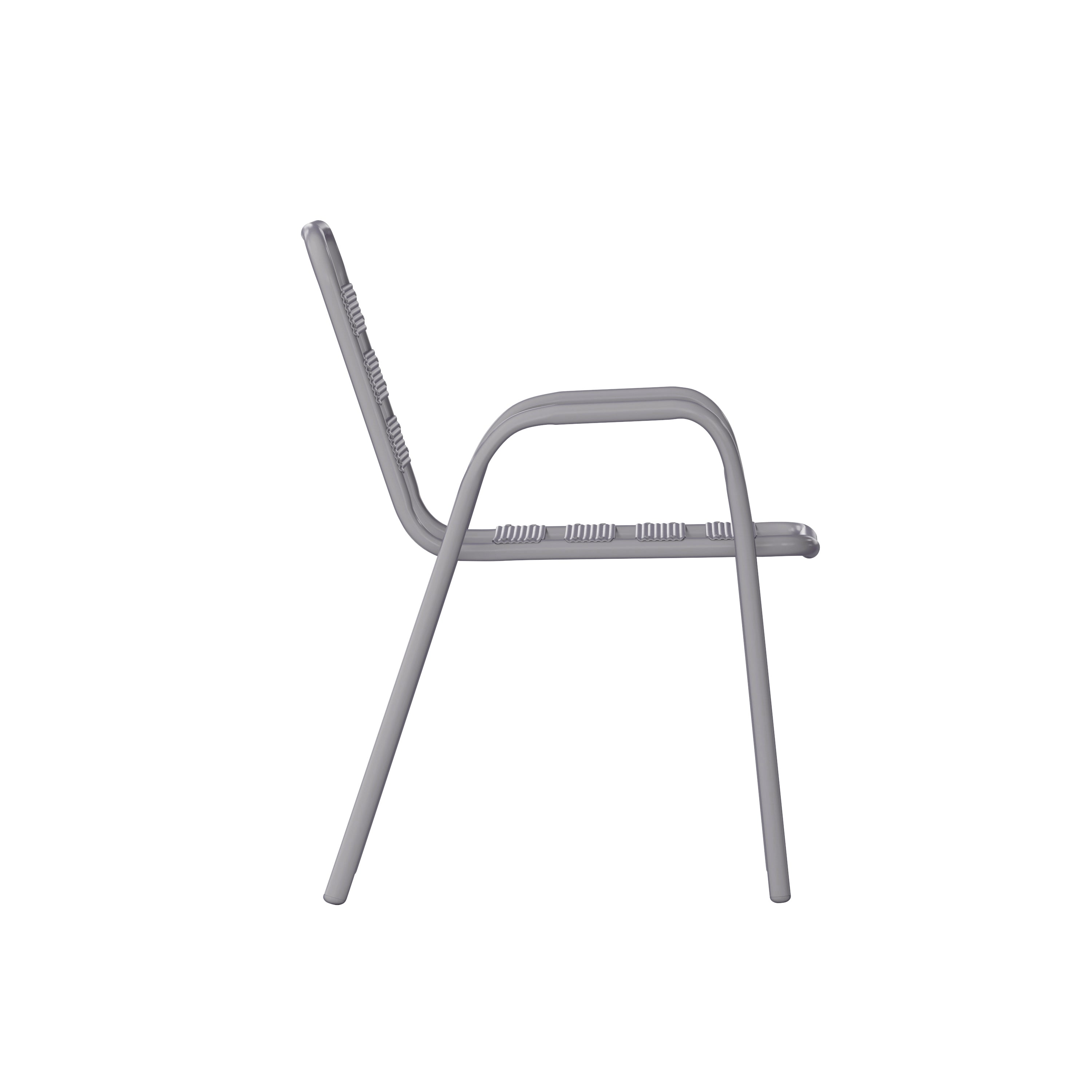 Lila Commercial Silver Metal Indoor-Outdoor Restaurant Stack Chair with Metal Triple Slat Back and Arms